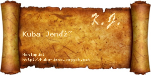 Kuba Jenő névjegykártya